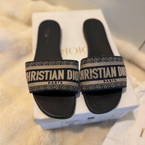 Christian Dior Navy Blue Slide Sandals